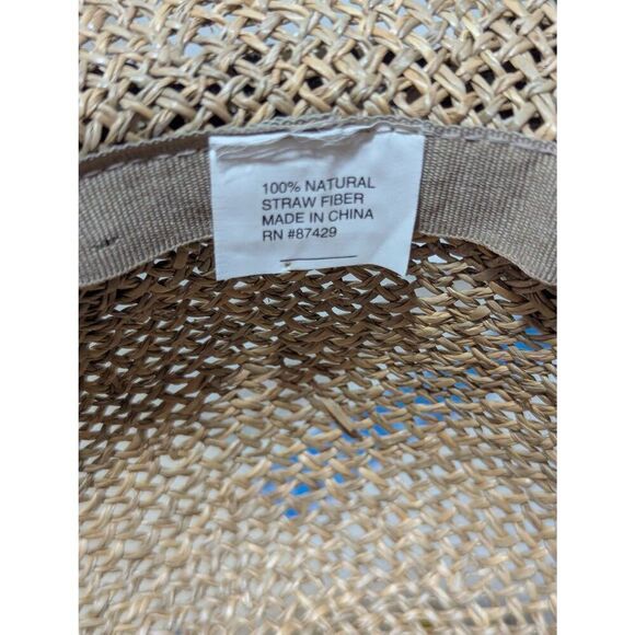 Unbranded Women's Tan & Black Leopard Print Trim & Band Natural Straw Fiber Hat - Picture 4 of 6